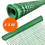 Ashman Plastic Mesh Fence, 4'x50' Feet, 1 Roll, Green, Construction Barrier Netting, Garden Fencing, Fences Wrap, Above Ground, for Snow, Poultry, Chicken, Deer, Patio, Garden Netting, Green 50FT.