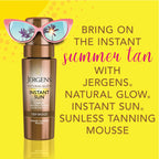 Jergens Natural Glow Instant Sun Body Mousse, Self Tanner for Deep Bronze Tan, Sunless Tanning Body Bronzer for Natural Looking Color Instantly, 6 Oz, Pack of 2