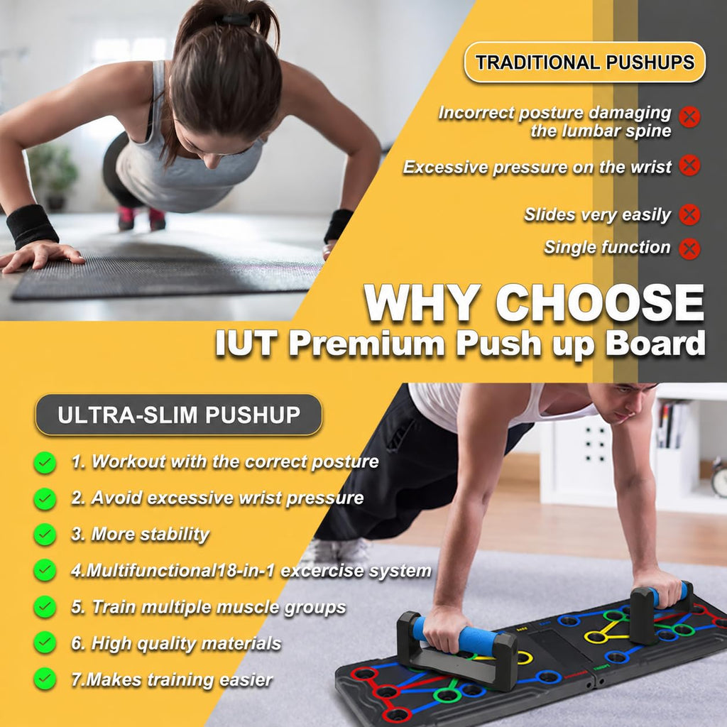 Foldable push-up rack for portable strength training, sturdy and stable equipment for men's and women's home gym workouts.