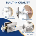 KNOBWELL 20 Pack Heavy Duty Square Door Handle Brushed Nickel Door Lever with Lock Bed and Bath Privacy Handle Bulk Door Knobs(No Key)