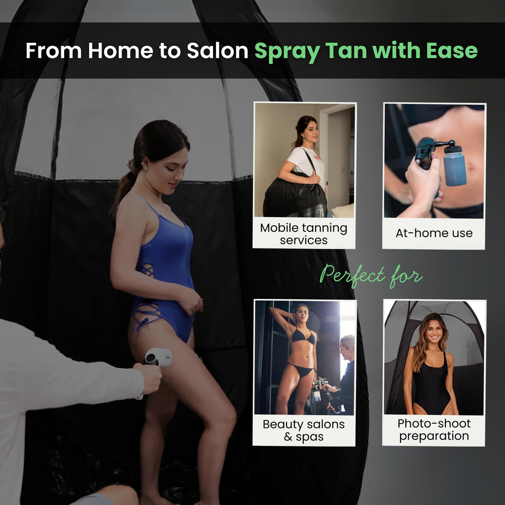 KobbTan Large Deluxe Spray Tan Tent – Pop Up Tent Portable Tanning Booth with Carry Case – Clear Window for Perfect Spray Tanning – Extraction Fan Opening – Easy Clean Spray Tan for Home & Salon