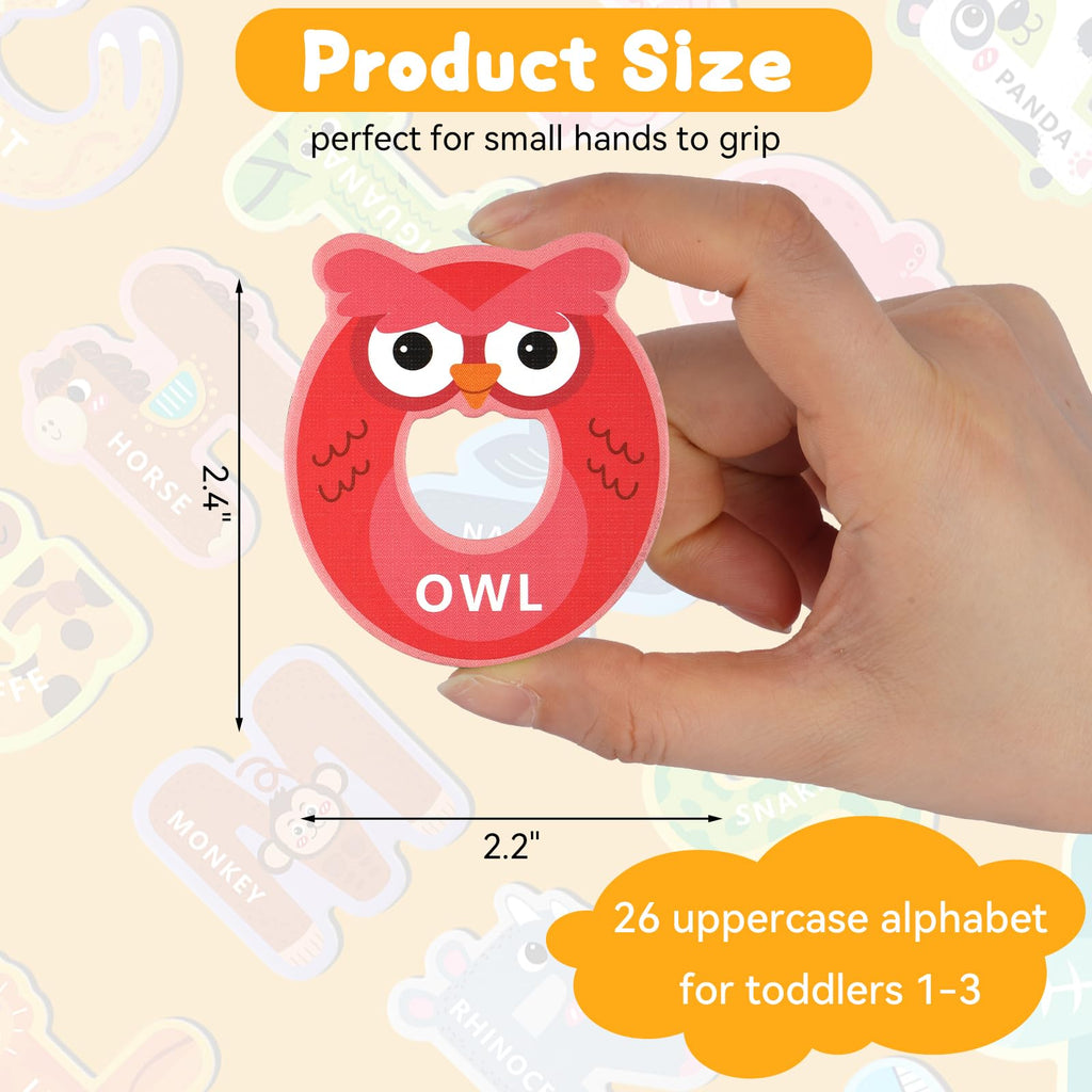 Magnetic Letters, 26 Animal Alphabet Magnets, Fun Preschool Learning Toy, Large Fridge Magnets for Spelling Games, Ideal Educational Gift for Toddlers (Uppercase Letter+Numbers)