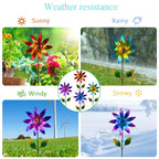 Sunnylight 4 Packs Wind Spinner Outdoor, Pinwheels for Yard and Garden, Metal Flower Decorative Garden Stakes for Lawn Patio Porch Decor