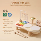 Wooden Drum Set for Toddlers 1-3, Montessori Musical Toy for Kids