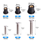 WEDAMER 72 Pairs M4 M5 M6 Neoprene Well Nuts with Stainless Steel Screw M5 Rubber Well Nuts Kayak Brass Copper Bolts Well Nut Kit for Kayak Motorcycle Boat Marine Windscreen Accessories (M4 M5 M6)