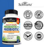 Advanced Prebiotics and Probiotics for Women & Men, Immune, Digestive & Gut Health with L. Reuteri, Inulin Fiber, Digestive Enzymes, Non-GMO, Gluten-Free, Dairy-Free, 30 Capsules