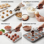 Cookie Scoop Set, 3Pcs Ice Cream Scoop, Cookie Scoops for Baking Set of 3, 18/8 Stainless Steel Cookie Scooper for Baking, Ice Cream Scooper with Trigger Release, Cookie Dough Scoop with Non-slip Grip
