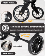 797Audio Dog Stroller for Small Medium Dogs,Pet Stroller for Cats Puppy Up to 121lbs,Foldable,One Click Folding,4 Wheel Shock Absorption,Adjustable Canopy with Sun Shades,Removable Washable Pad(Black)