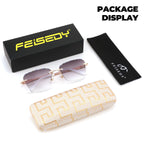 FEISEDY Stylish Metal Reader Sunglasses for Woman Trendy Retro Reading Glasses UV400 Protection B0295 2.0x