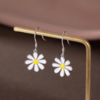 SLUYNZ 925 Sterling Silver White Flower Dangle Earrings for Women Teen Girls Daisy Flower Drop Earrings Summer Spring (A-SILVER)