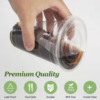 Charmount 100 Sets- 20 oz Clear Plastic Cups with Lids and Straws, Disposable To Go Cups for Cold Drinks, Coffee Bar Accessories, Iced Coffee, Smoothies