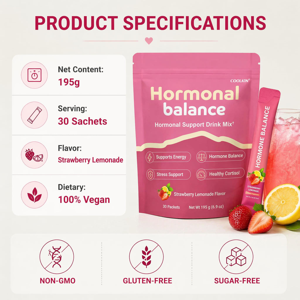 Hormone Balance for Women, Myo-Inositol Drink Mix with Magnesium, Rhodiola Rosea, Vitamin C, Cortisol Support Supplement, Vegan Sugar-Free Non-GMO, PMS Comfort, Menopause Wellness & Mood Balance 30psc