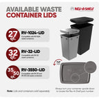 Rev-A-Shelf 2-Pack 35 Quart Polymer Replacement Trash Bin, Recycle Waste Garbage Container for Kitchen Cabinet Pullouts, Gray, RV-35-13-2 - Large Plastic Bins for Home and Office