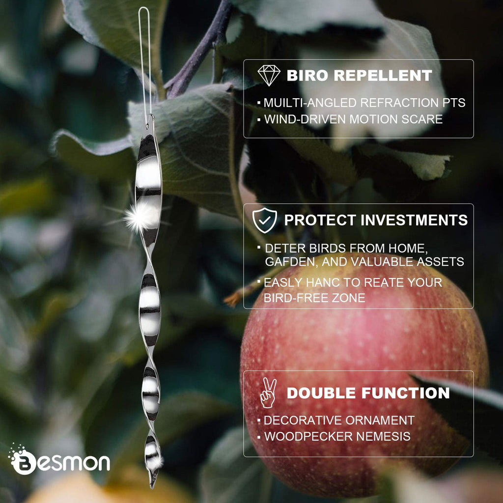 Besmon Woodpecker Bird Scare Devices，Reflective Scare Rods Control Device to Keep Birds Away from Patio Pool（Christmas Reflective Strip Hanging Home as Decoration） (30PCS)