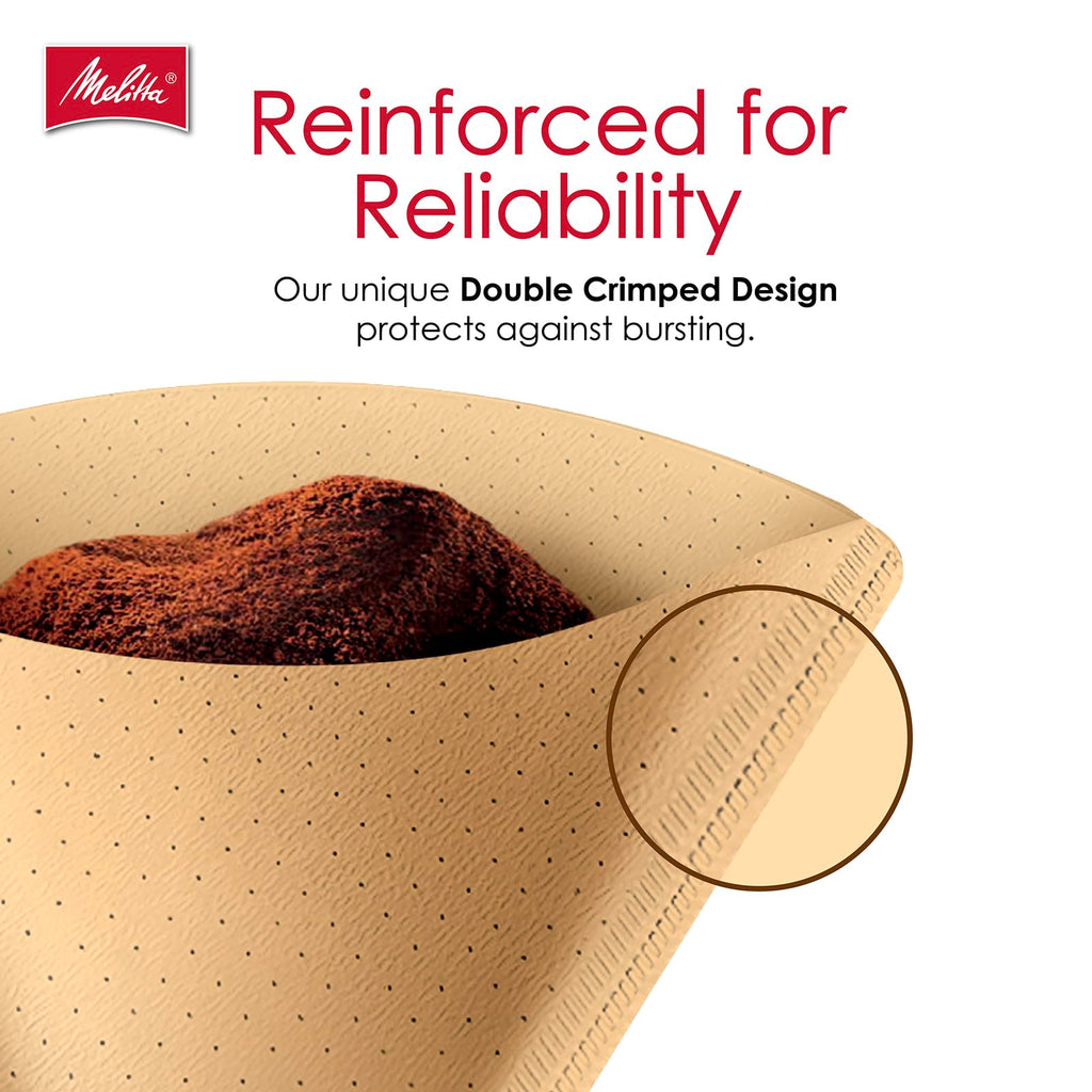 Melitta #4 Unbleached Coffee Filters, Natural Brown Cone Filters, 6-Pack
