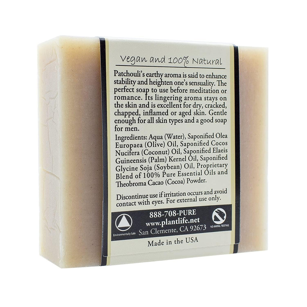 Plantlife Patchouli 6-pack Bar Soap - Moisturizing and Soothing Soap for Your Skin - Hand Crafted Using Plant-Based Ingredients - Made in California 4oz Bar