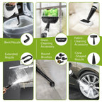 Pressurized Handheld Multi-Surface Natural Steam Cleaner with 12 pcs Accessories, Multi-Purpose Steamer for Home Use, Steamer for Cleaning Floor, Upholstery, Grout and Car (Grey) (Grey)