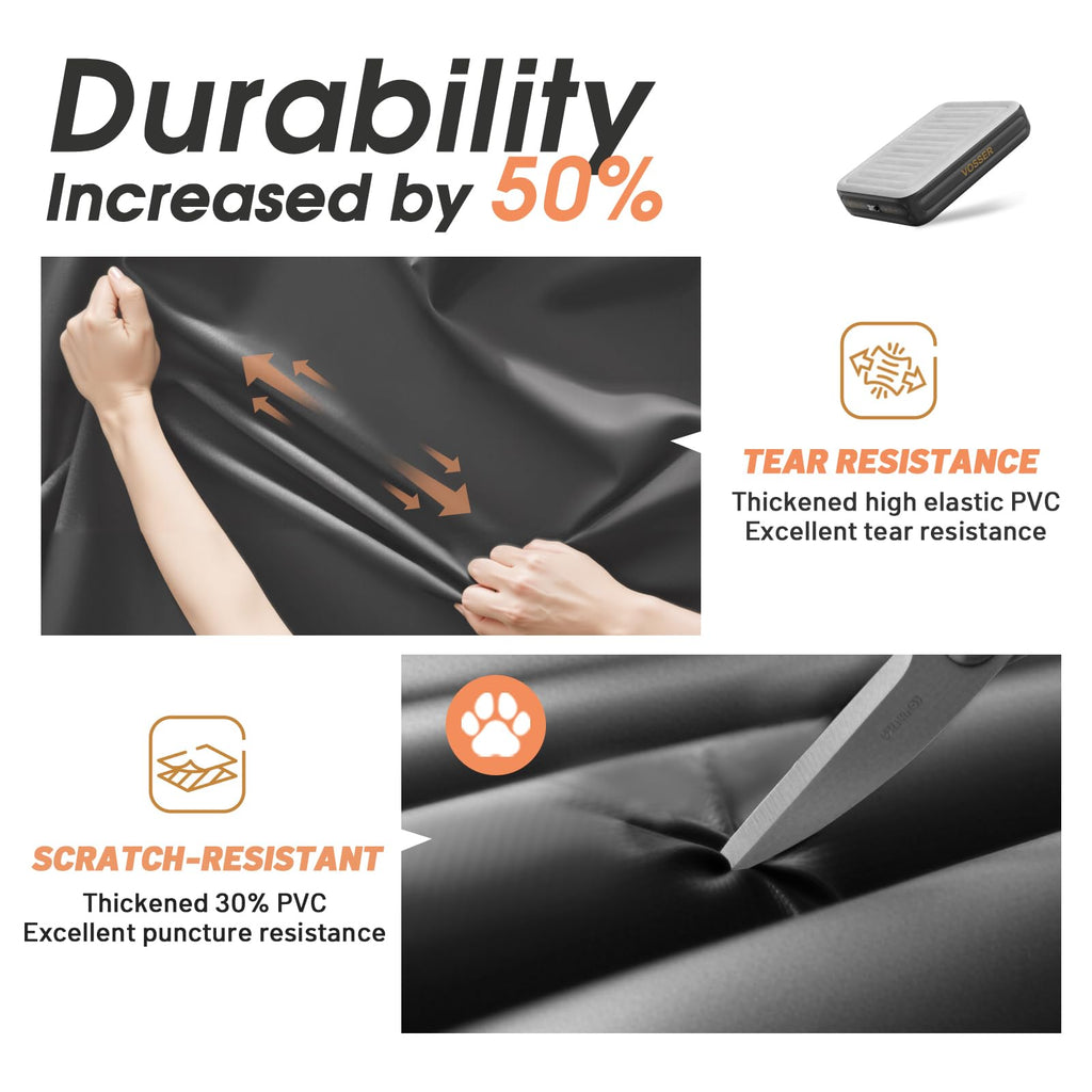 Air Mattress Queen with Built in Pump,18'' Inflatable Mattress 2 Mins Self-Inflation/Deflation,Thicker Blow up Mattress Leak-Proof,Flocked Top Air Bed with Storage Bag for Home, Camping & Guests