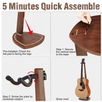 Musbeat Guitar Stand, Acoustic Guitar Stand Floor, Black Walnut Wood Guitar Stand, Single Guitar Holder Stand for Electric Guitar, Banjo, Mandolin, Hanging Guitar Stands for Home Decor Studio Display