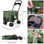 Pet Stroller Cat Dog Stroller Travel Folding Pet Carriers（Green）