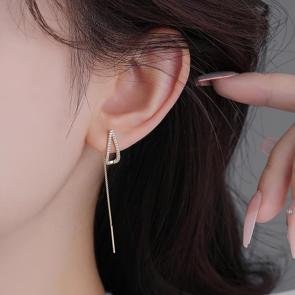 FUNYCHEN S925 Sterling Silver Threader Earrings for Women Mother (Silver)