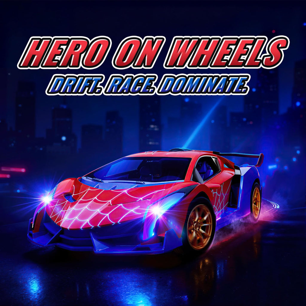 ZIROKAY Spider Remote Control Car with Multi-Color Flash Lights, Drift RC Cars, Spider Toys Gifts for 3 4 5 6 7 8 9 10 Year Old Boys Age 3-4 4-6 6-8 8-12 Christmas Birthday Gift, Toddler Kids Toy