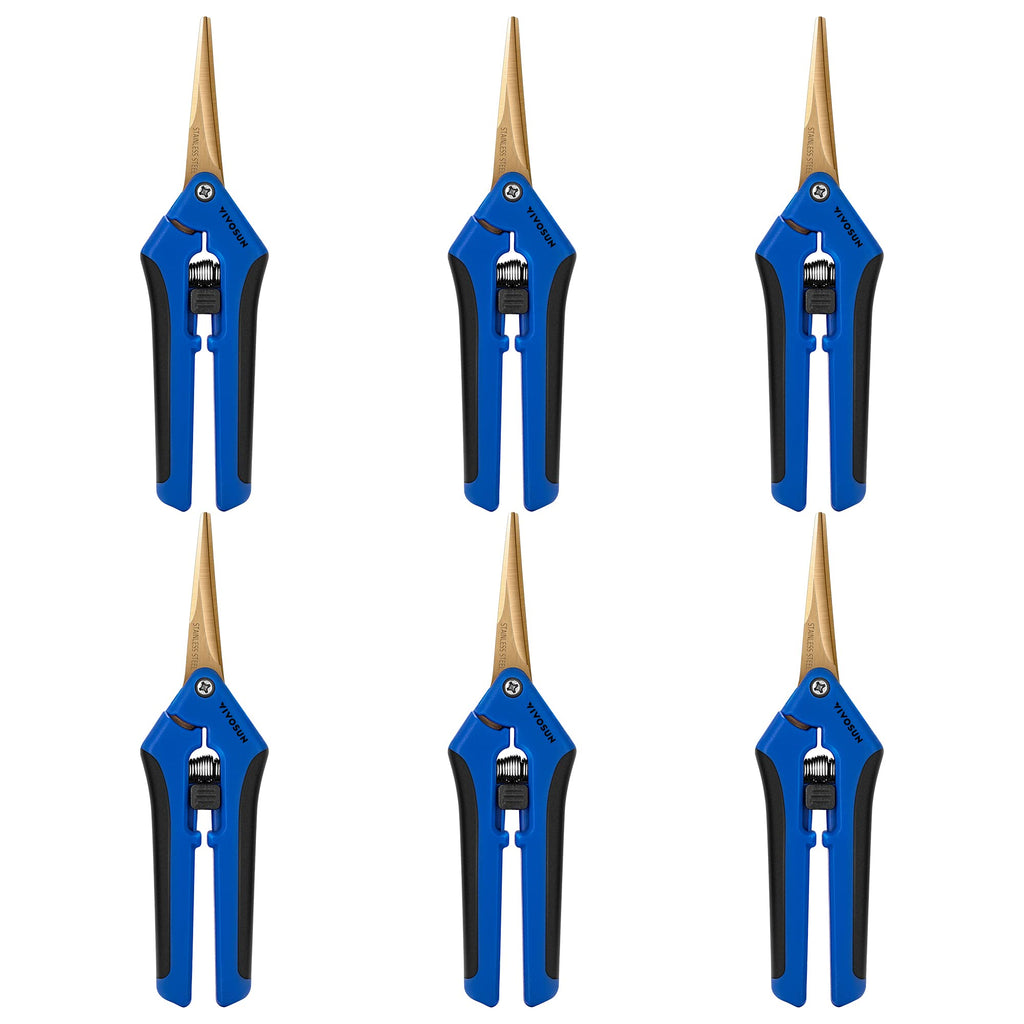 VIVOSUN 6.5 Inch Garden Scissors, Blue Pruning Shears for Plants, 6-Pack
