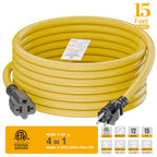 [15-Feet] NEMA 5-15P to 5-15R/ 5-20R/ 6-15R/ 6-20R AC Adapter, Plugrand 12AWG 15 Amp Household AC Plug to 20 Amp T Blade Adapter Cable, 15A 125V to 20A 250V Extension Cable, 15FT