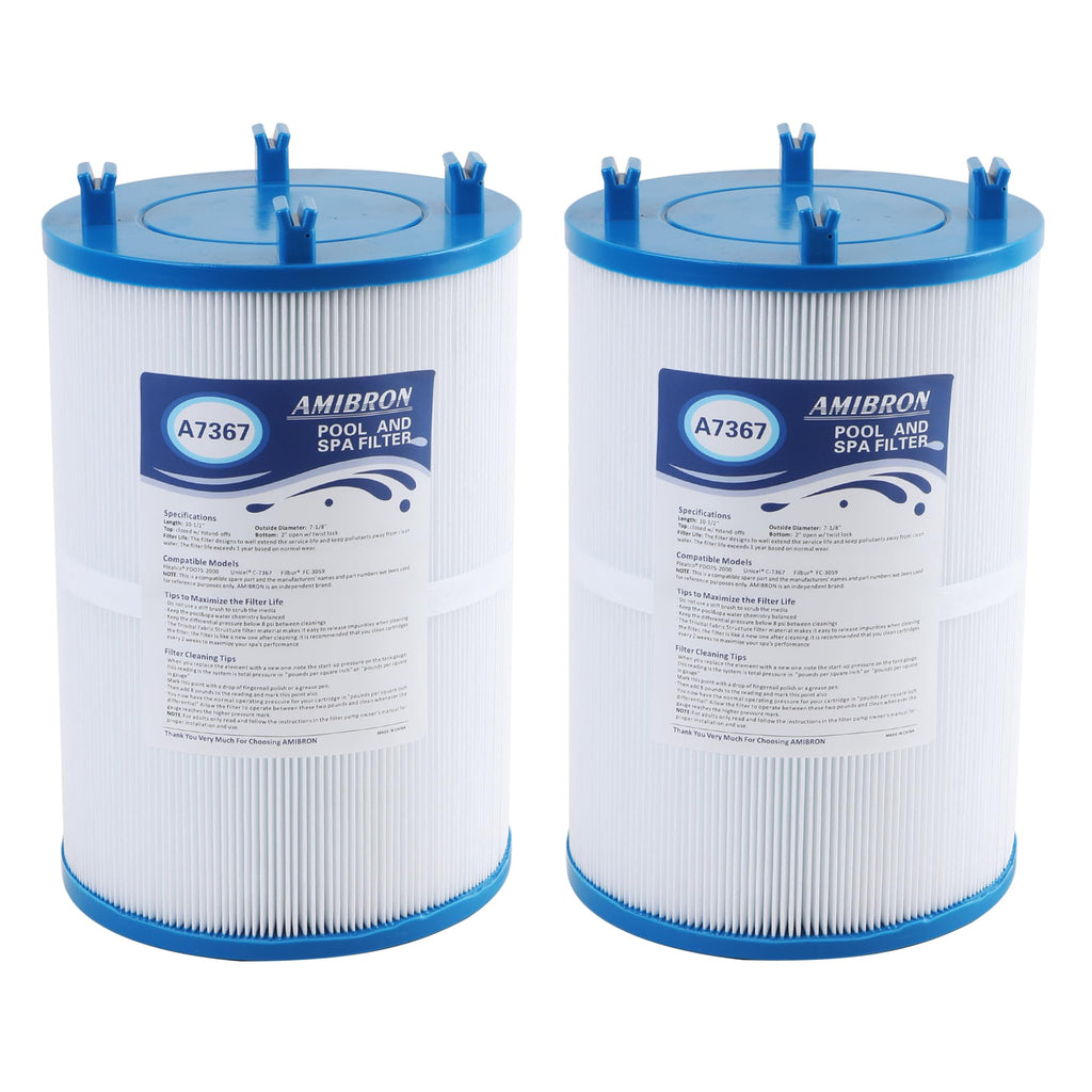 AmiBron C-7367 Dimension One Spa Filter, Compatible with PD075-2000, Dimension One 1561-00, FC-3059, 70759, Replaces XLS-7005, Aladdin 17541, Baleen AK-60035, 75 sqft Hot Tub Filter 2 Pack