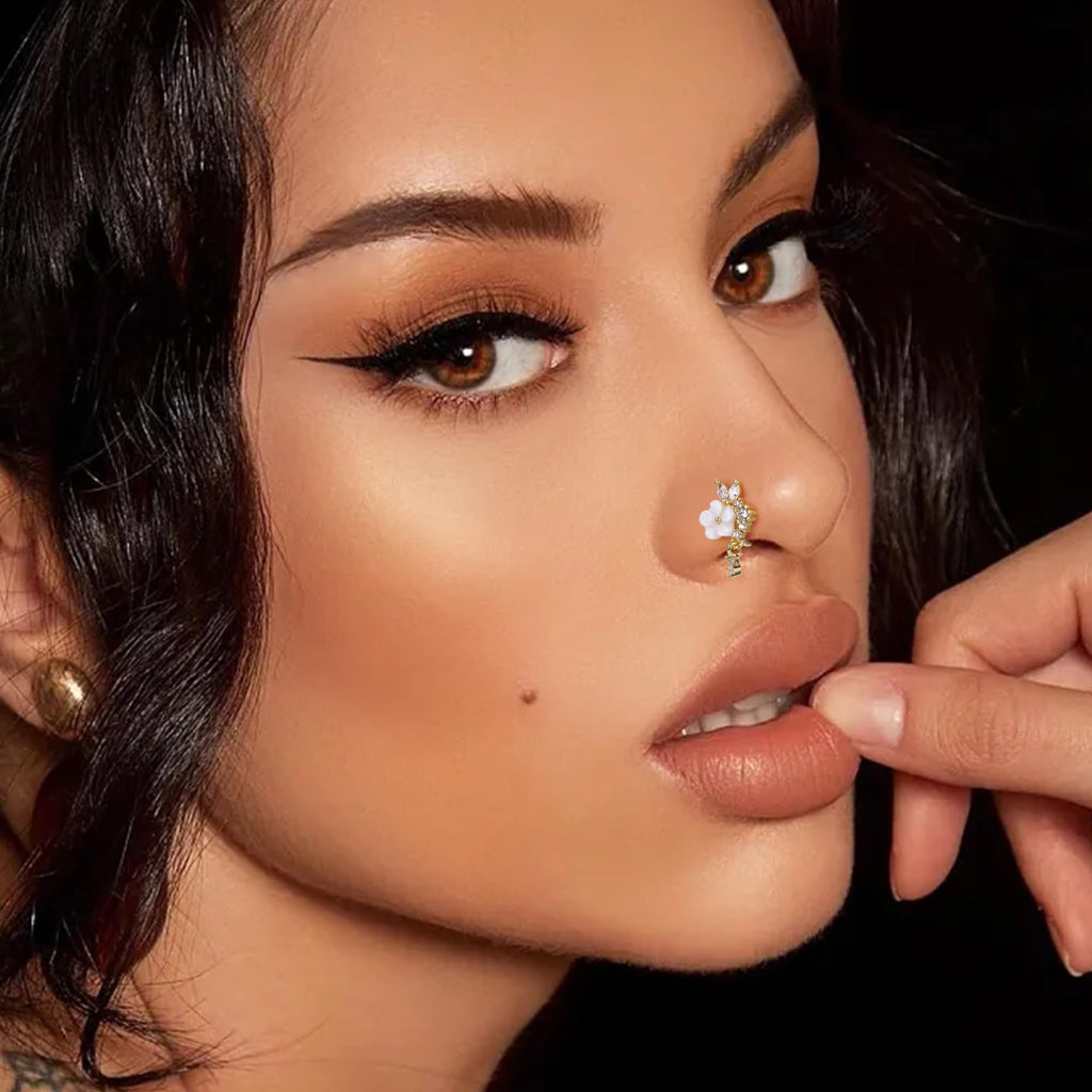 Florideco 12Pcs Nose Cuff Fake Nose Ring Hoop for Women Men Gold