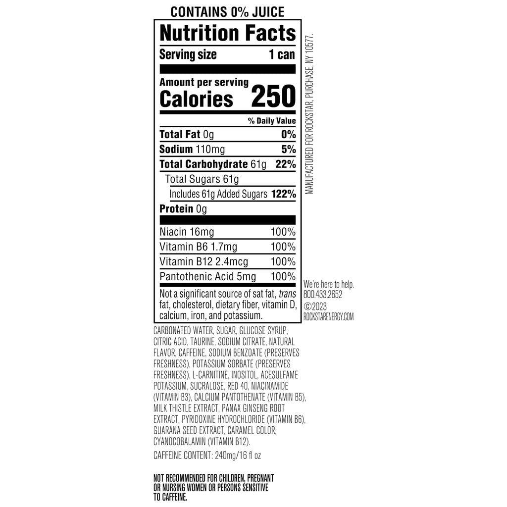 Rockstar Punched Energy Drink, Fruit Punch, 16 Fl Oz (Pack of 12) (Packaging May Vary)