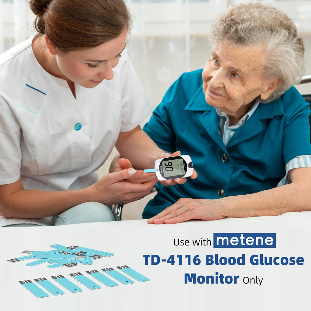 Metene TD-4116 Blood Glucose Test Strips, 300 Count Test Strips for Diabetes, Use with metene TD-4116 and metene S Blood Glucose Monitor Only(No Monitor)