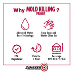 qt Zinsser 276087 White Mold Killing Primer Water-Based Mold Killing Primer