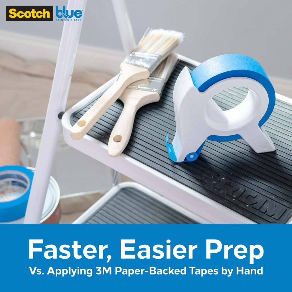 ScotchBlue Painters Tape Applicator, Applies Painter's Tape in One Continuous Strip, Paint Tape Applicator for Trim, Windows and Door Frames, 1.41 Inches x 20 Yards, 1 Starter Roll (TA3-SB-ESF)