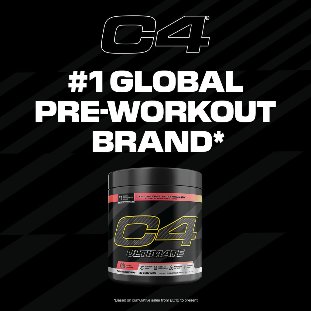 C4 Ultimate Pre Workout Powder Watermelon - Sugar Free Preworkout Energy Supplement for Men & Women - 300mg Caffeine + 3.2g Beta Alanine + 2 Patented Creatines - 20 Servings