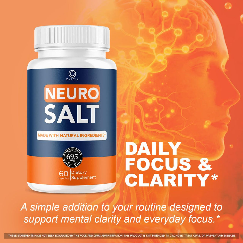 Neuro Salt Capsules - Official NeuroSalt Pills Advanced Premium Formula Support Maximum Strength, All Natural Ingredients Vitamins for Overall Health & Wellness, 60 Capsules for 1 Month