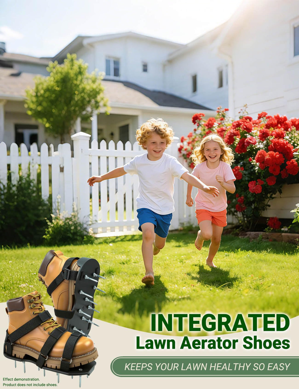 Lawn Aerator Shoes for Grass, Pre-Assembled Heavy Duty Aerator Lawn Tool with Hook and Loop Straps, One Size Fits All Spiked Shoes for Effectively Aerating Yard Garden Lawn Patio Soil, No Installation