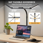 Galnolt LED Desk Lamp for Home Office with Base, 28.2" Adjustable Gooseneck Swing Arm Ultra Bright Desk Light, Dimmable Architect Table lamp for Desktop Computer Light, Reading, Study, Workbench