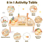 Vanplay 8 in 1 Wooden Activity Table, Montessori Toys for 2 Year Old Gift