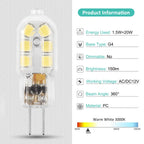 Amazing power G4 LED Bulb, 12V Bi Pin 20W Halogen Bulb Replacement, NOT Dimmable, Warm White 3000K, 10-Pack