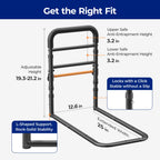 NIMOOD C1 Fold Bed Rails for Elderly Adults Safety - Foldable Bed Assist Rail with Adjustable Height, Tool-Free Folding, Sturdy up to 350 Lbs, Bed Cane Fits King Queen Twin Beds