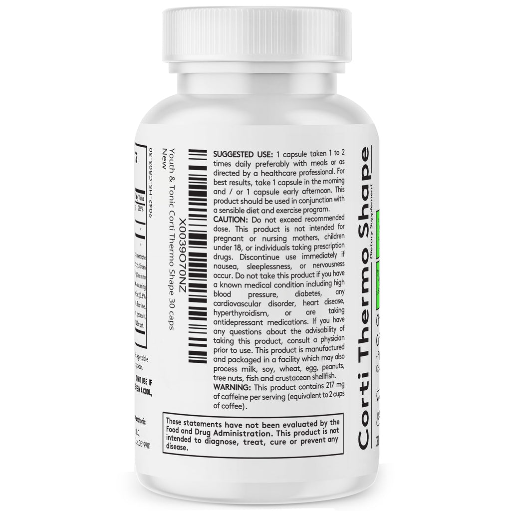 Youth & Tonic Weight Loss Pills for Women & Men, Energy & Caffeine Pills