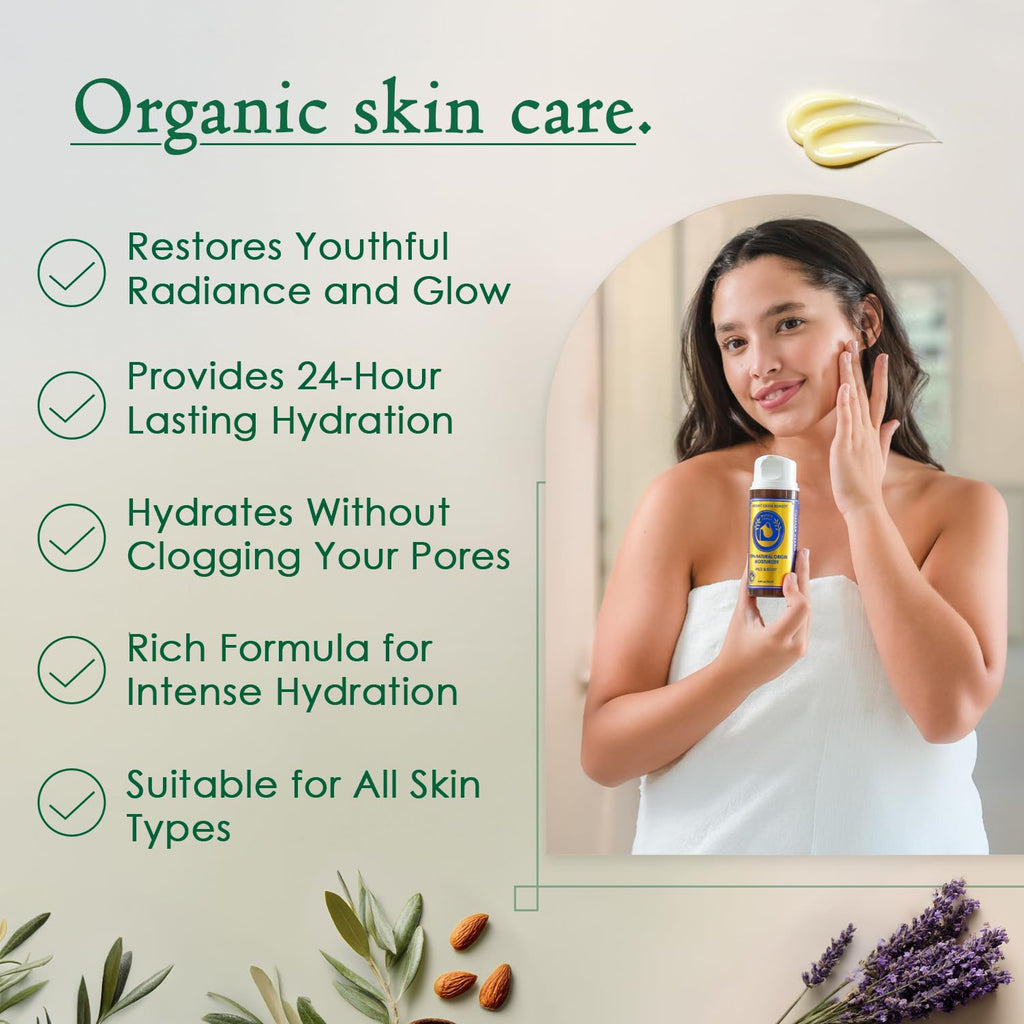 Ancient Greek Remedy Organic Face Moisturizer for Dry Skin - Anti Aging Face & Body Butter Cream - Almond, Jojoba, Olive, Rosehip, Vitamin E, Lavender Oil. Natural Lotion for Women & Men 3.4 oz