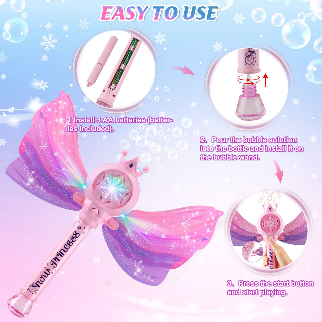 Britik Bubble Wand for Kids, LED Light Music Bubble Toys Girl Gifts Age 3+