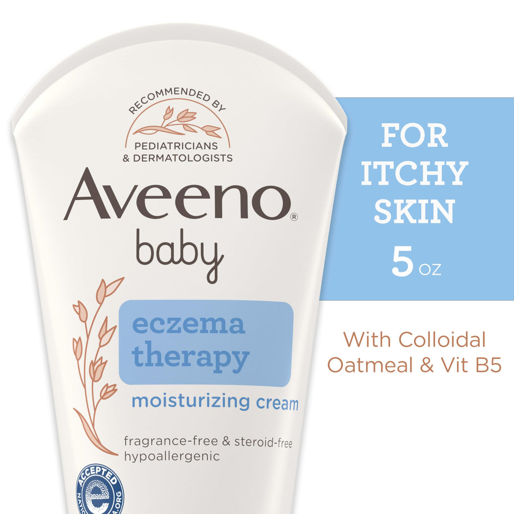 Aveeno Baby Eczema Therapy Moisturizing Cream, Natural Colloidal Oatmeal & Vitamin B5, Baby Cream for Dry, Itchy, Irritated Skin Due to Eczema, Paraben- & Steroid-Free, 5 fl. oz (Pack of 12)