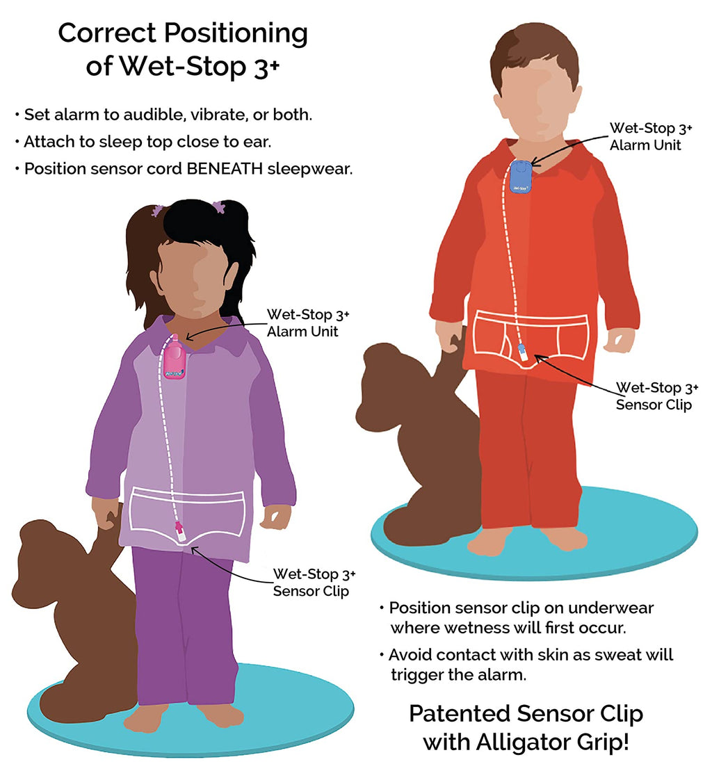 Wet-Stop 3 Blue Bedwetting Enuresis Alarm with Loud Sound and Strong Vibration for Boys or Girls, Proven Solution for Bedwetters