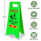 XPCARE 24 Inches Kids Playing Sign for Street, 4PACK Green Children at Play Safety Sign with Reflective Tapes,Caution Slow Down for Street,Kids and Pets at Play Warning Sign