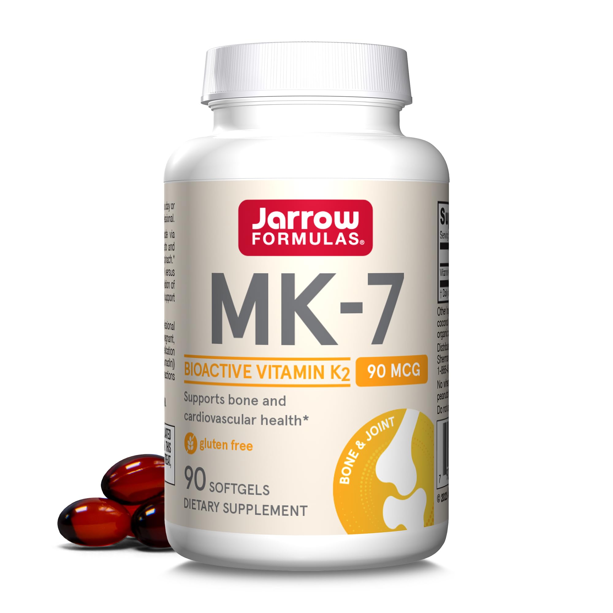 Jarrow Formulas MK-7 90 mcg - Bioactive Form of Vitamin K2-90 Servings (Softgels) - for Bone & Cardiovascular Health - Vitamin K2 MK-7 Dietary Supplement - Gluten Free