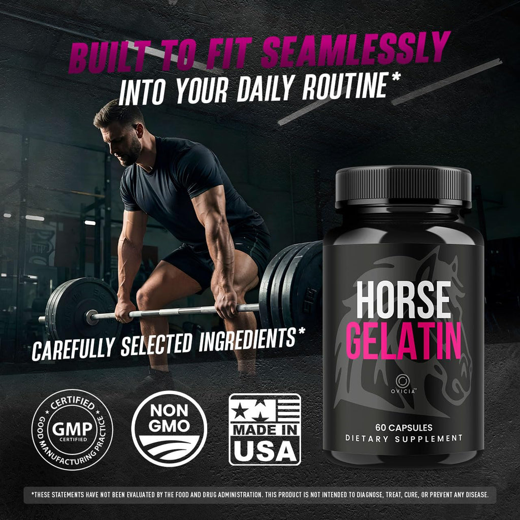 (5 Pack) Horse Gelatin Capsules - Official HorseGelatin Pill Advanced Premium Formula Support Maximum Strength, All Natural Ingredients Vitamin For Overall Health & Wellness, 300 Capsules For 5 Months