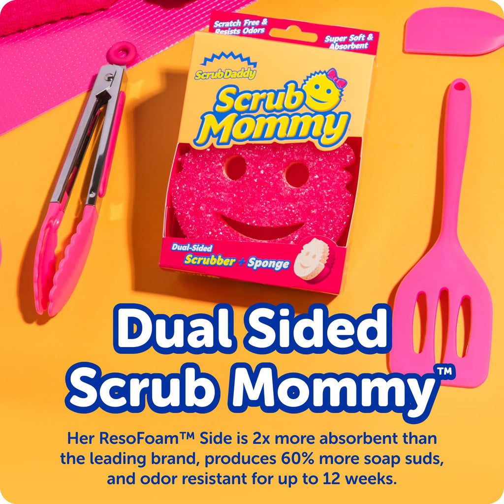 Scrub Daddy 6 Scrub Mommy Kitchen Sponges & 1 Daddy Caddy Sponge Holder - Scratch-Free for Dishes & Multipurpose Cleaning - BPA Free & Made with Polymer Foam - Stain & Odor Resistant